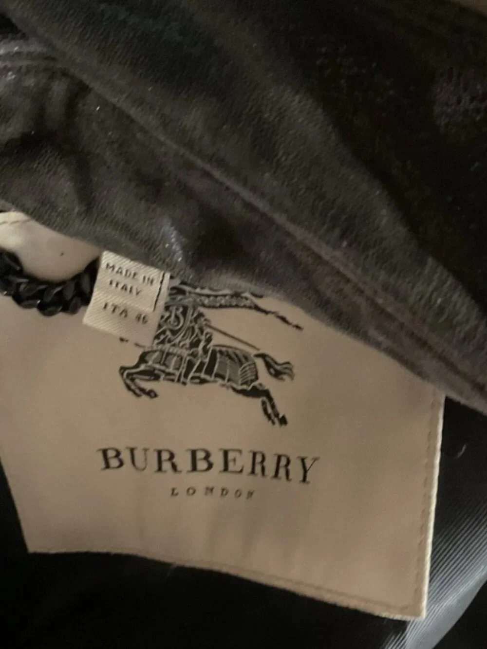 BURBERRY Black Shimmer Leather Coat IT sz46/ US sz 12- MADE IN ITALY - Picture 8 of 9